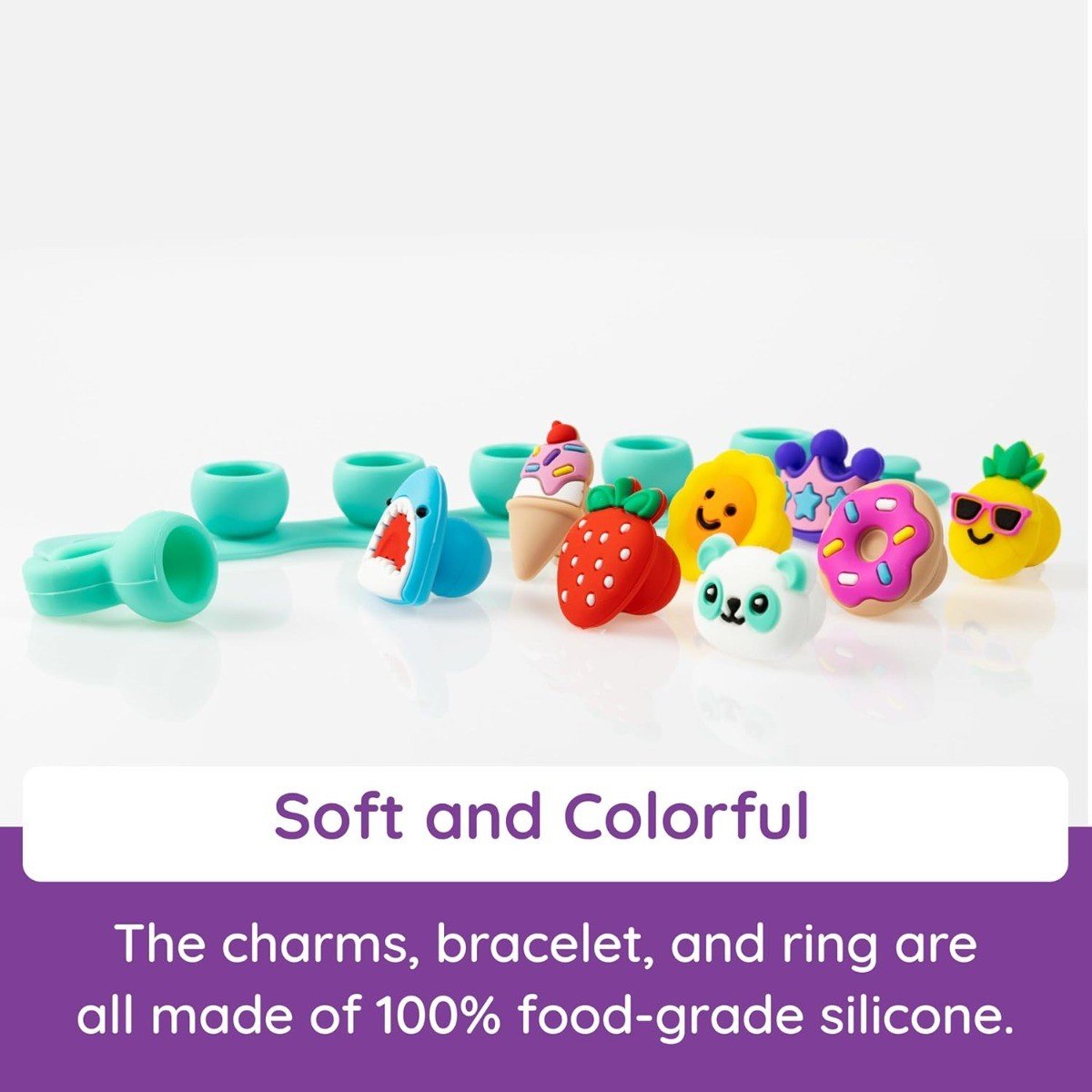 Fat Brain Toys Plip Charms silikoninė apyrankė - violetinė - Image 2