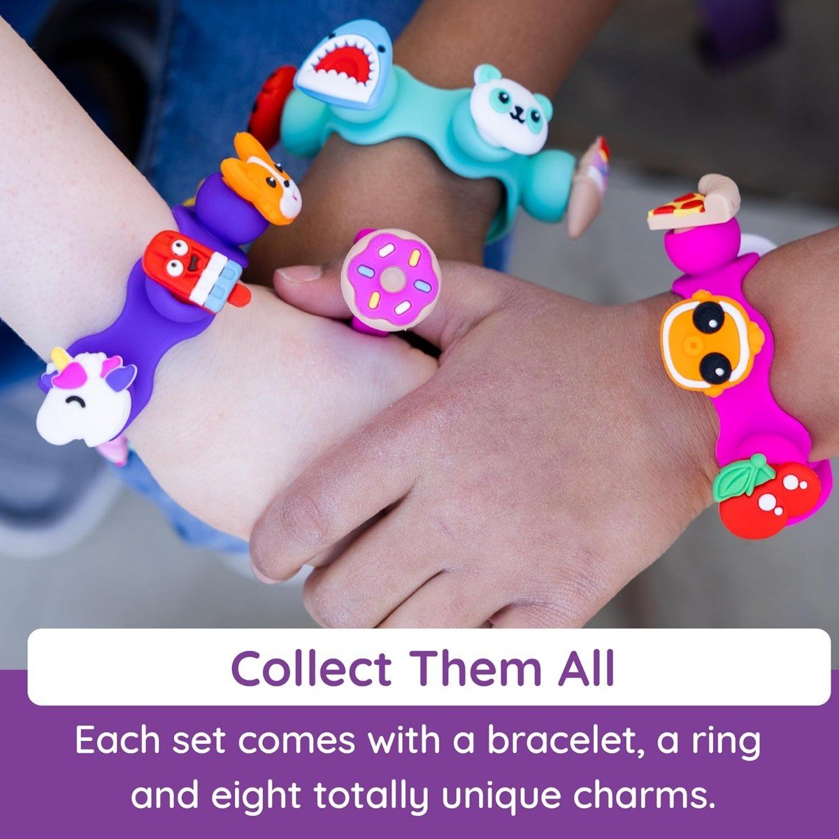 Fat Brain Toys Plip Charms silikoninė apyrankė - violetinė - Image 4