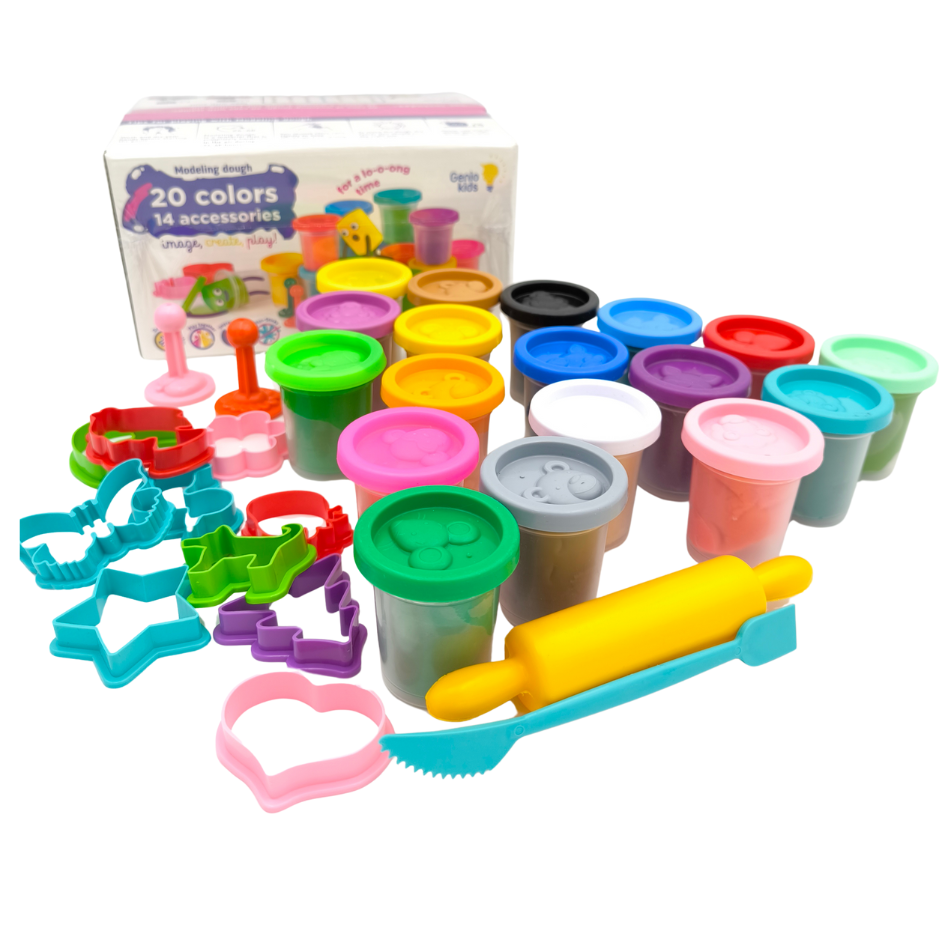 Natūralaus plastilino modelino rinkinys Fantazijų puokštė Genio Kids 20 spalvų - Image 3