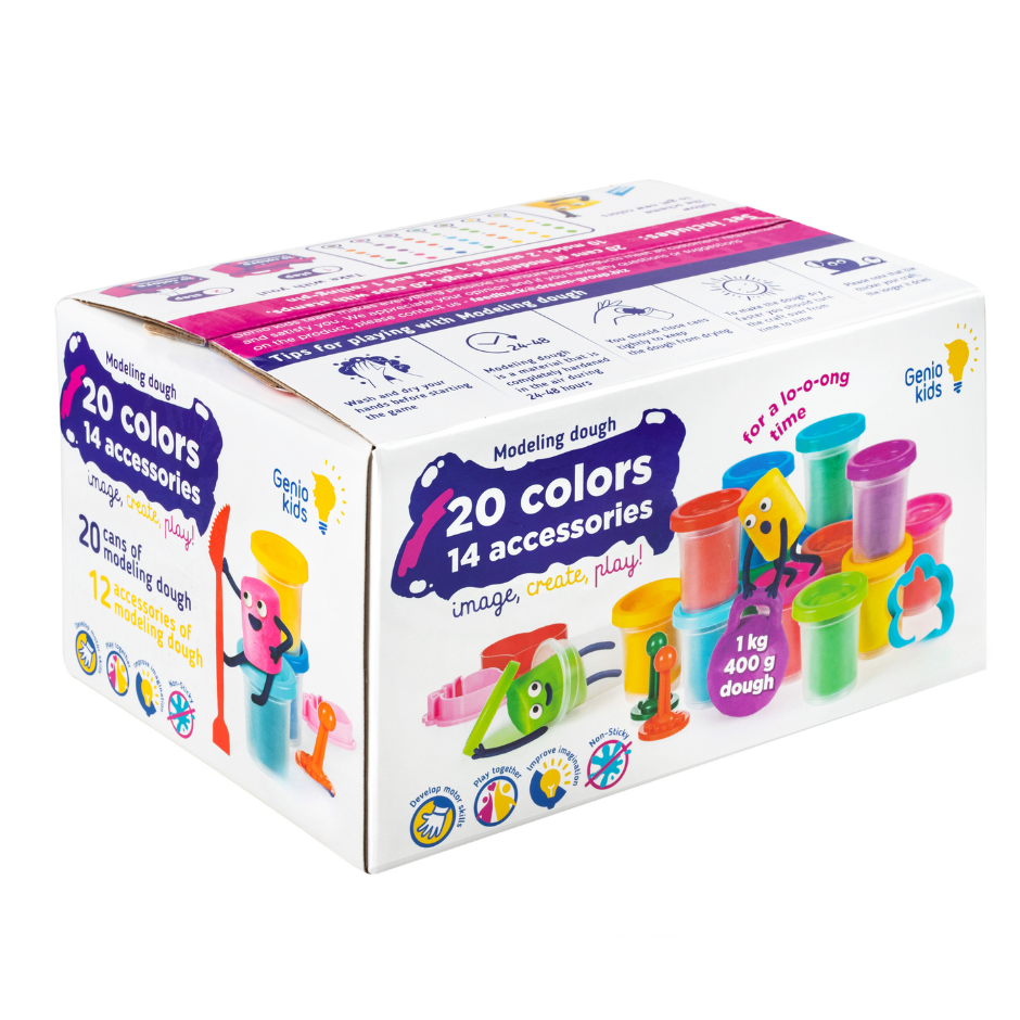 Natūralaus plastilino modelino rinkinys Fantazijų puokštė Genio Kids 20 spalvų - Image 2