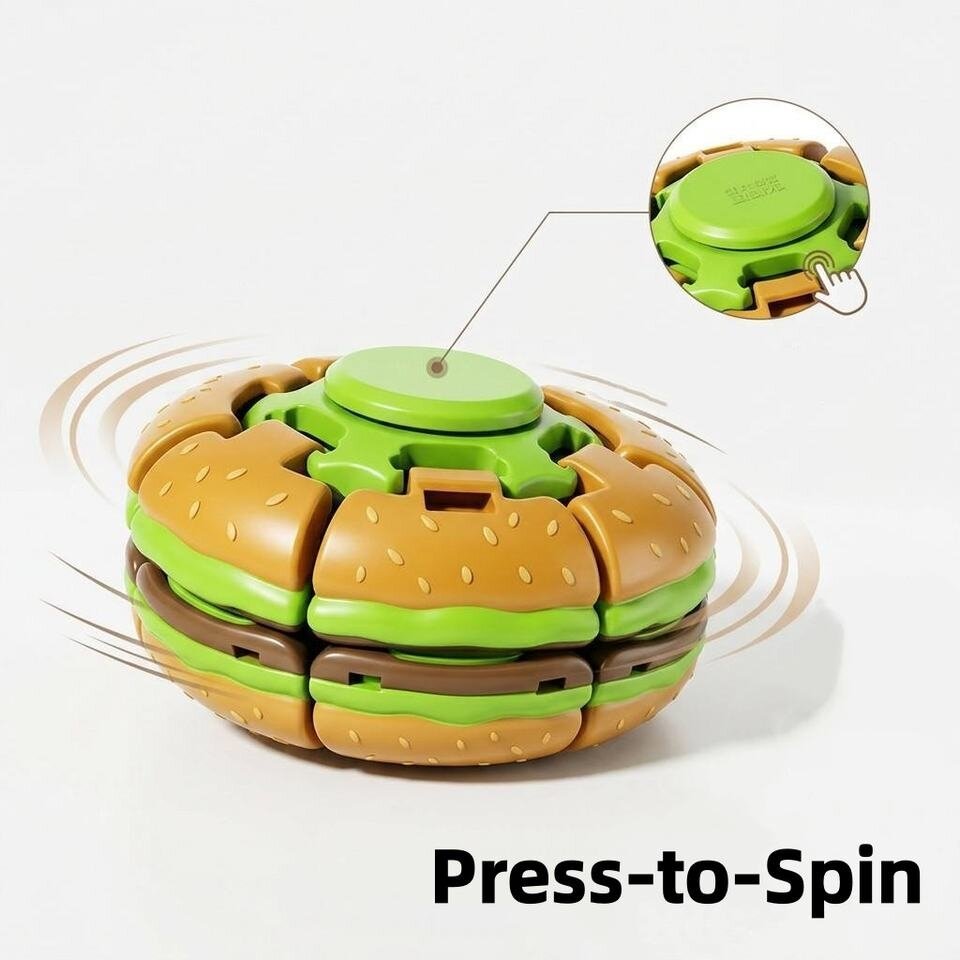 Press Gyroball – hamburger formos sukamasis fidget žaislas - Image 2