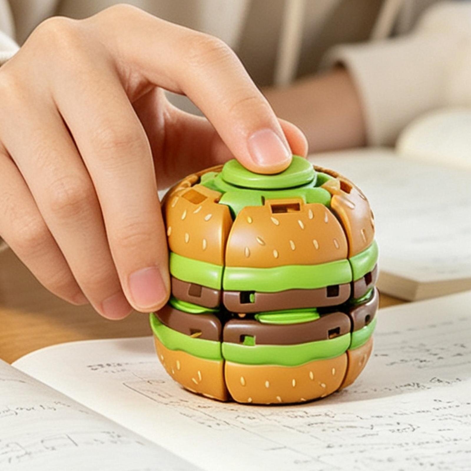 Press Gyroball – hamburger formos sukamasis fidget žaislas - Image 4