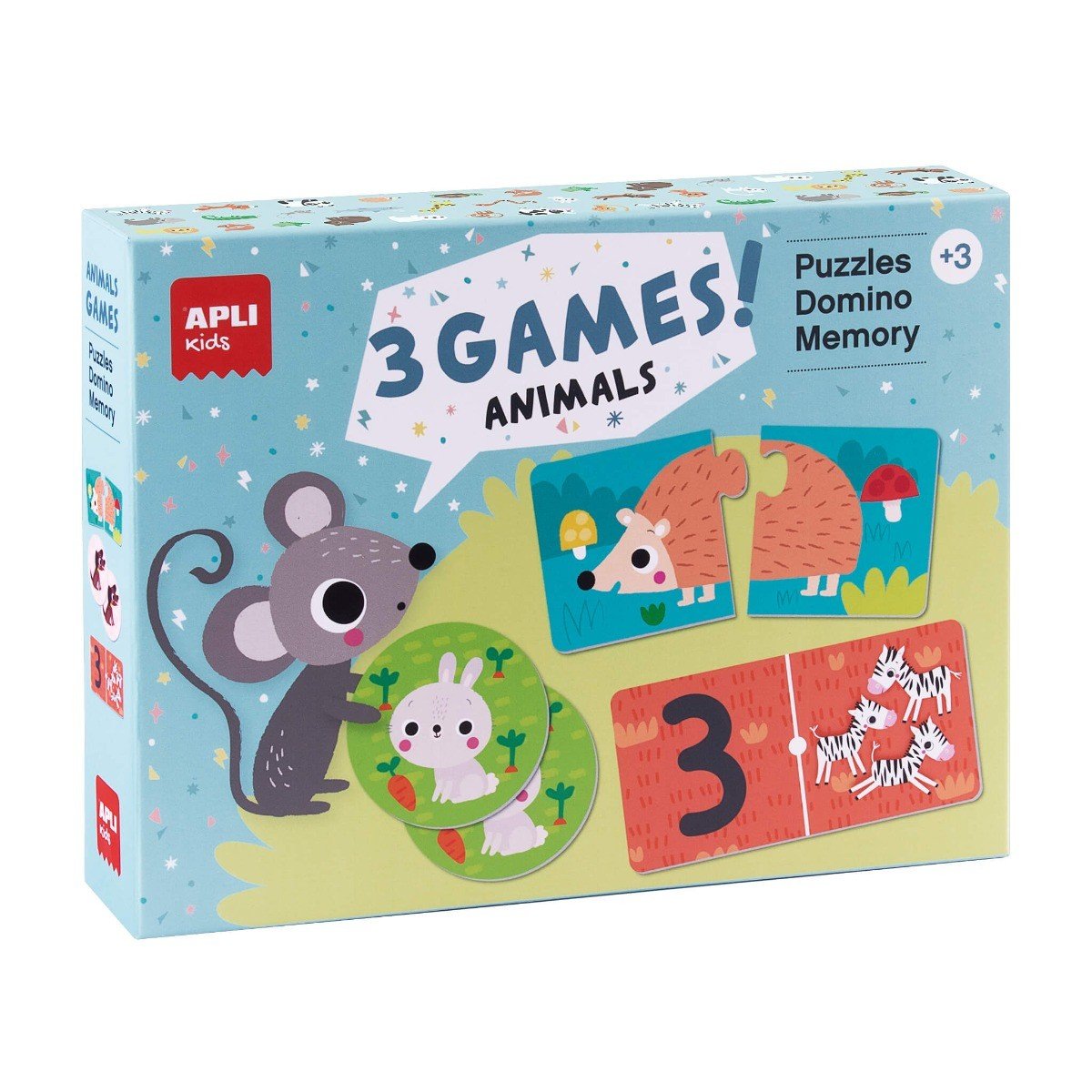 APLI Kids 3 žaidimai: Gyvūnai – dėlionė, domino, atmintis