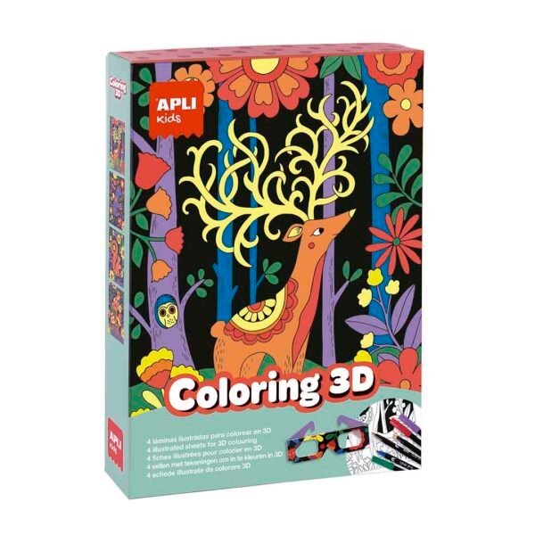 APLI Kids 3D spalvinimo rinkinys su akiniais – Gyvūnai